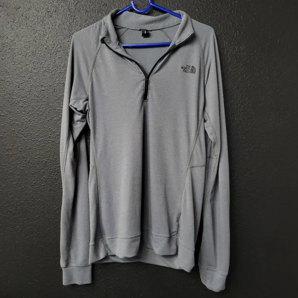The North Face Wool Blend Sweater Men's S Gray 1/4 Zip Pullover Hiking Outdoor